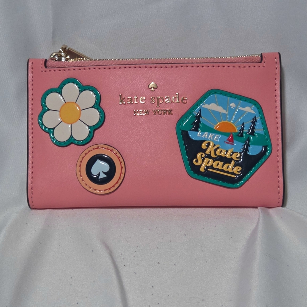 Kate Spade Day Tripper Pink Patch Zip Wallet